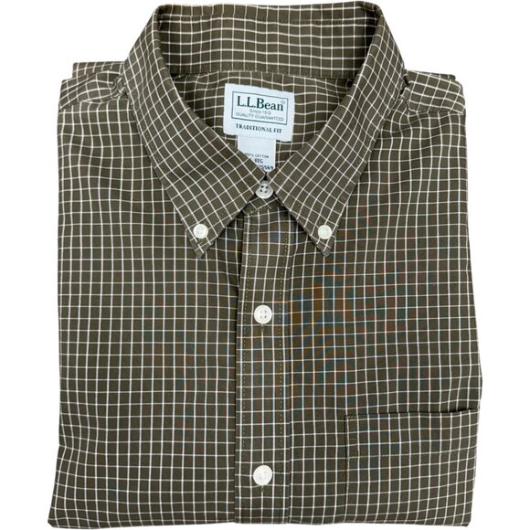 EUC Men's L.L. BEAN Wrinkle-Resist. Traditional Fit Check Plaid Shirt | Size L - Picture 1 of 8